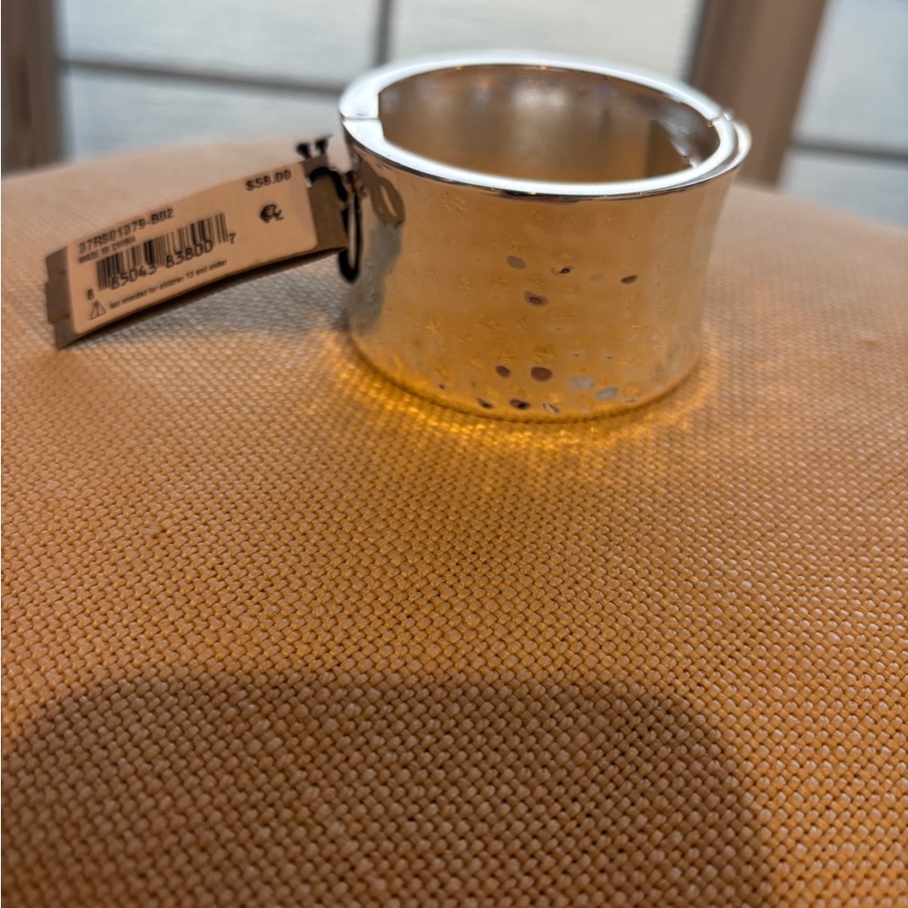 Wide Hammered Silver Cuff Bracelet